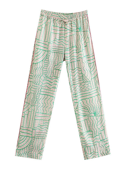 Fashion Asymmetric Printed Column Pants