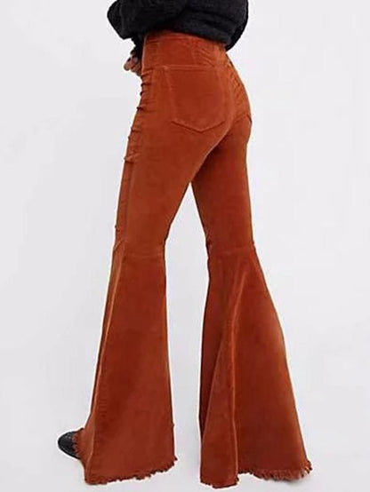 Solid Color Bell-bottom Pants