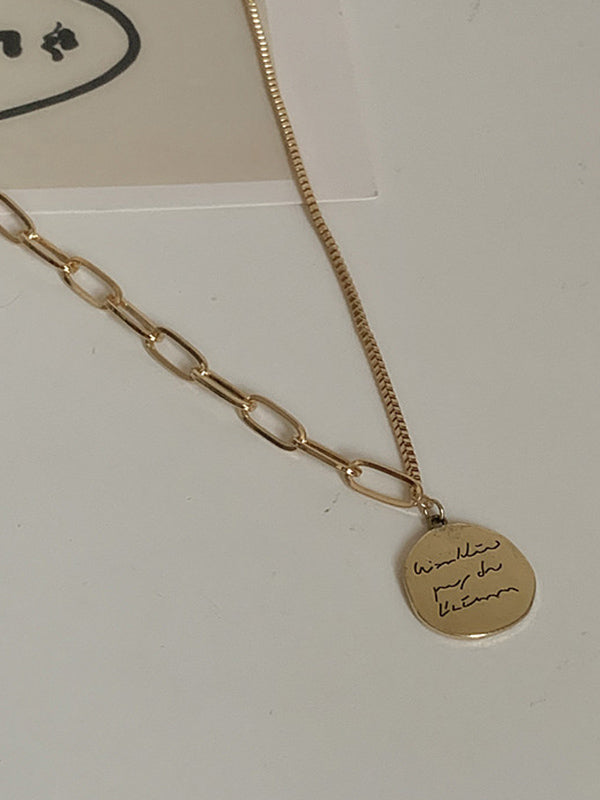 Simple Chic Normcore Alloy Geometry Pendant Chain Necklace