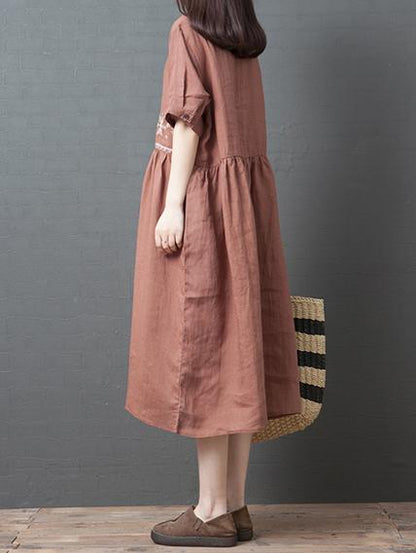 Loose A-line Cotton Long Dress