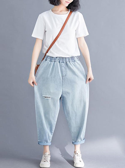 Loose Jean Ripped Trousers