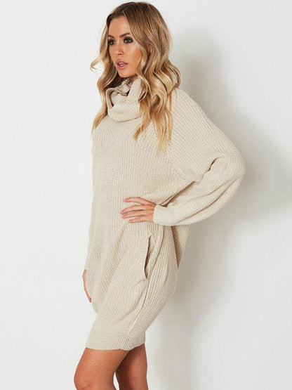 Solid Split-joint Knitting Long Sweater Skirt