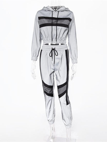 Hooded Crap Jacket And Track Pants Suits