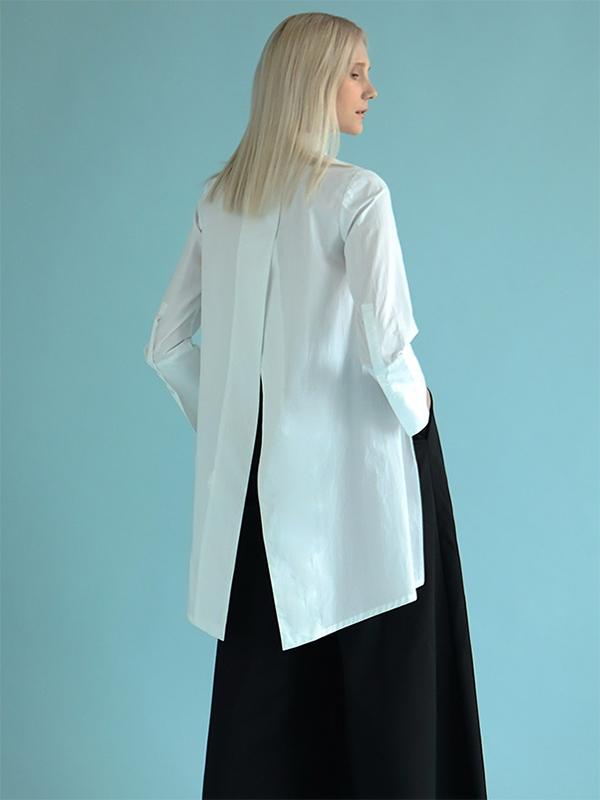 Original White High-low Split-back Blouse