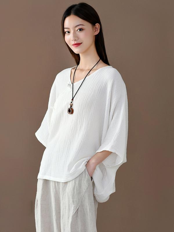 Vintage Solid Irregularity T-Shirts Tops