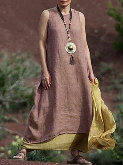 Loose Cropped Sleeveless Maxi Dress