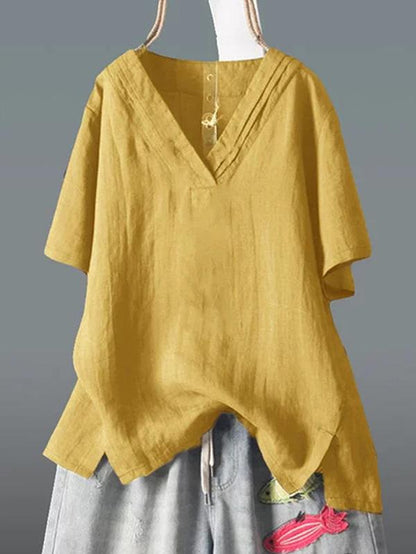 Casual V-neck Short Sleeve T-shirt