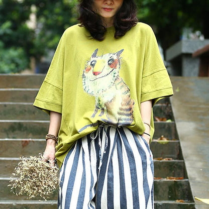 Animal Printed Loose Casual Summer Women Blouse