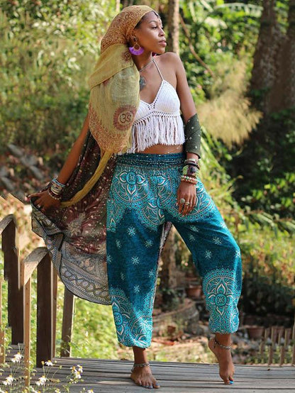 Fashion 4 Colors Elastic Waist Wide Leg Casual Pants
