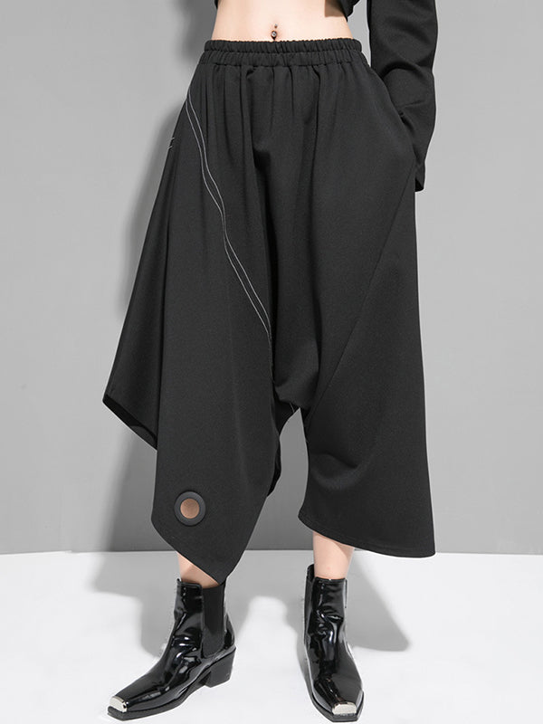 Urban Irregular Solid Color Elasticity Wide Leg Harem Pants