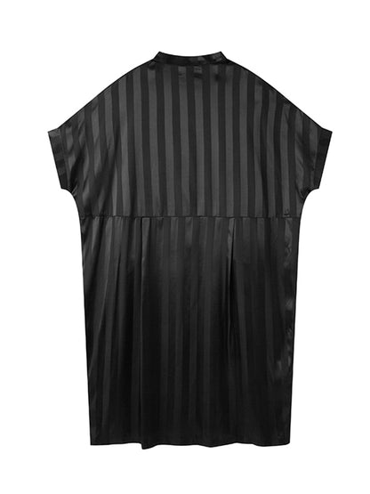 Urban Loose Stand Collar Split-Joint Midi Dress