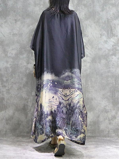 Literary Silk Split-joint 2-Pieces Long Dress