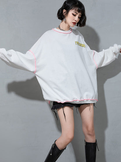 Casual Contrast Color Printed Long Sleeves Sweatshirt Top