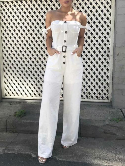 Casual Fashion Straight Leg Spaghetti-neck Jumpsuits
