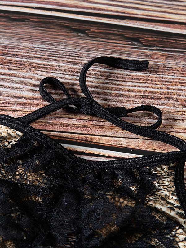 Sexy Leopard Print Lace Bandage Bodysuit Lingerie