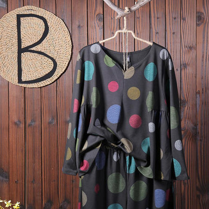Casual Dot Wide Leg Pants Pullover Regular Long Sleeve Set