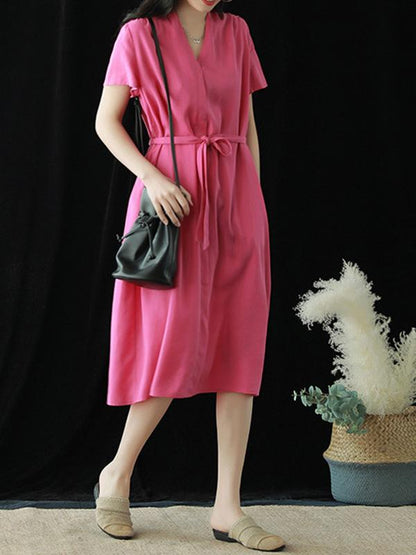 Literary Soft Lace-up Dress