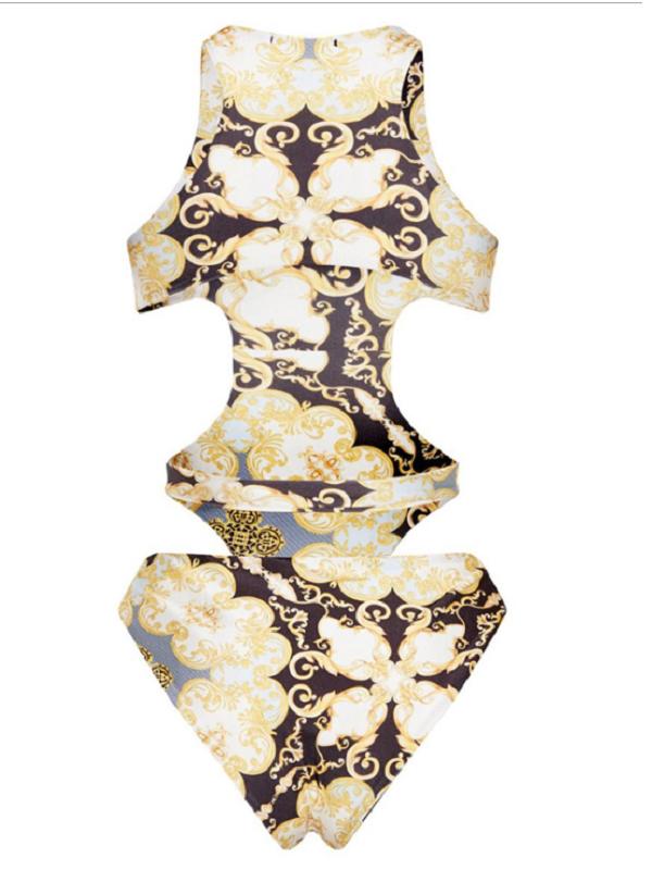 Sexy Hollowed Printing One-Piece Swimwear
