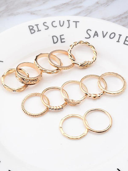 12pcs Vintage Carving Rings Accessories