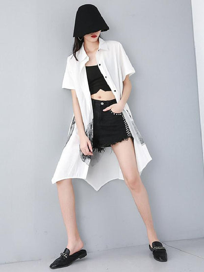 Ink Printed Cropped Shirt Dress