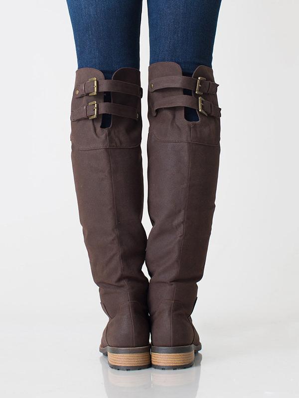 Fashion Solid Flat Knee High Boots