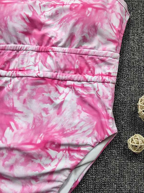 Tie-Dyed Backless One-Piece Swimwear