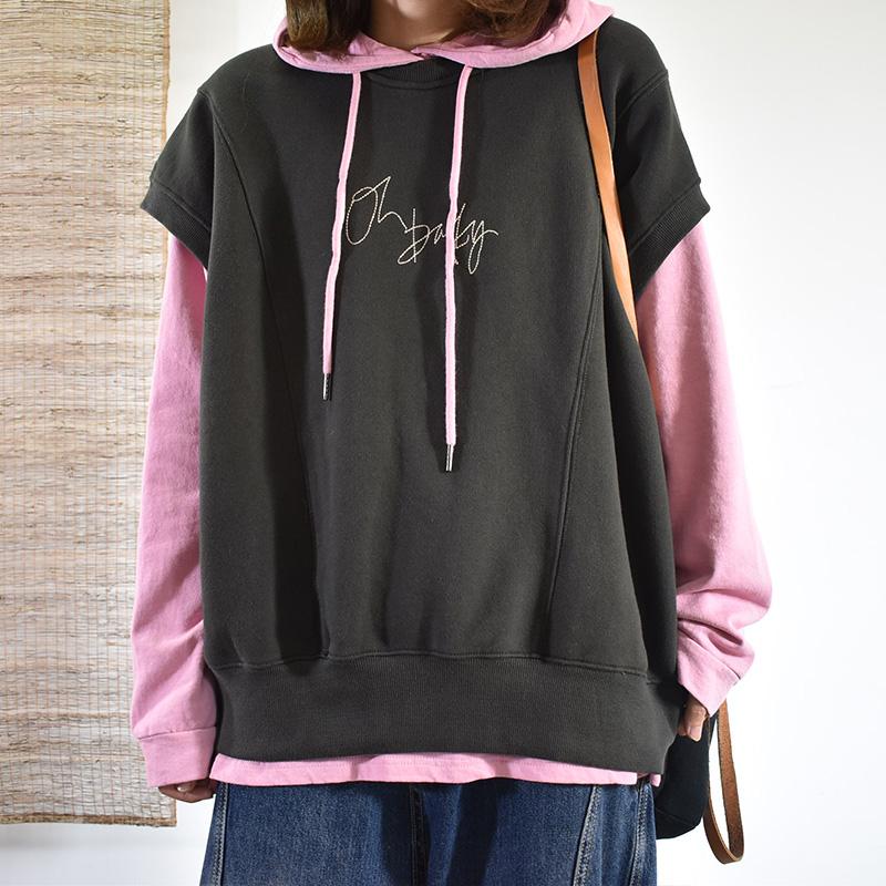 Buykud O-Neck Embroidered Plant Pullover Casual Waistcoat