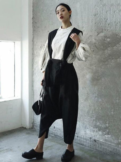 Solid Linen Loose Harem Pants