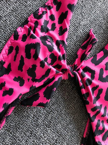 Vintage Leopard Contrast One-piece Swimsuit