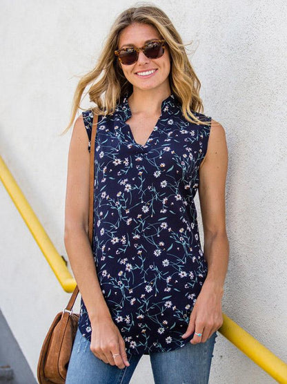 Vacation Print Sleeveless Blouses&shirts Tops