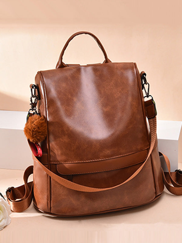 Original Solid Color PU Backpack