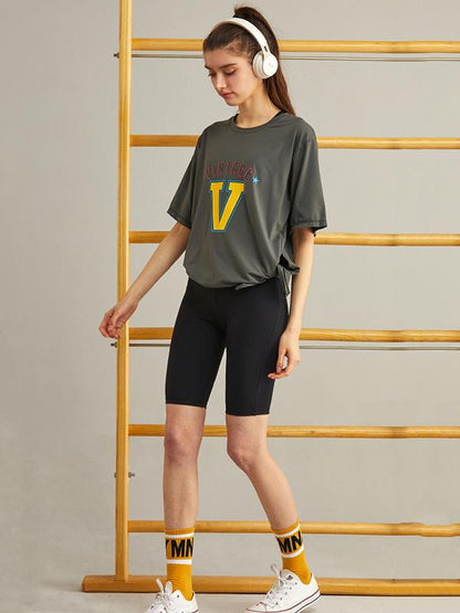 Loose Quick Dry Breathable Printed Sports T-Shirts Tops