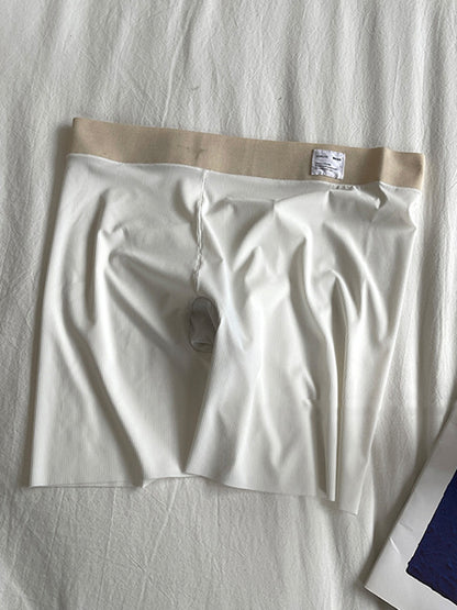Solid Color Ice Silk Wrap High Waisted Safety Shorts