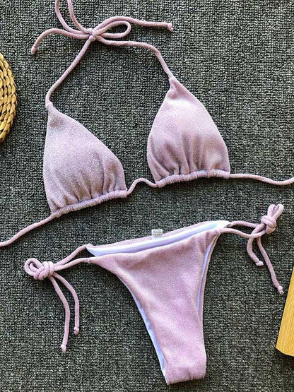 Shining Solid Fashion Bikinis Swimwear