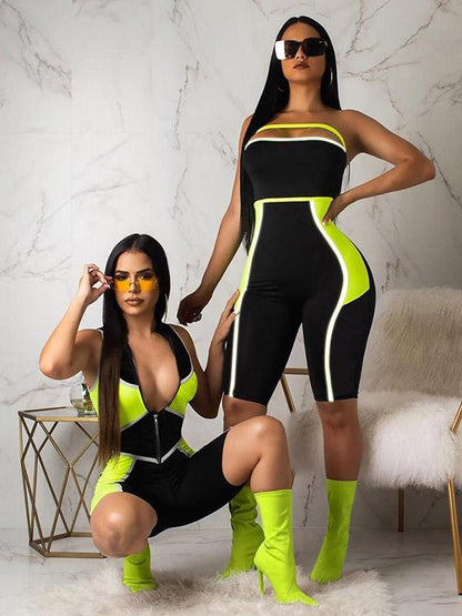 Reflective Split-joint Zipper Sports Rompers