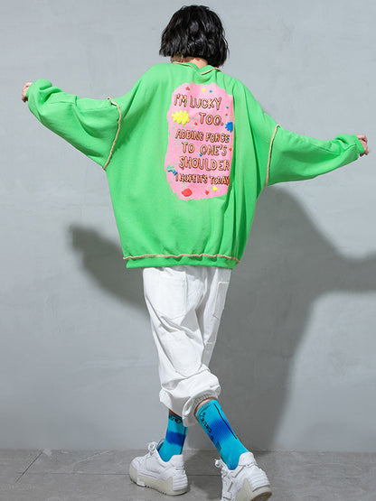 Casual Contrast Color Printed Long Sleeves Sweatshirt Top