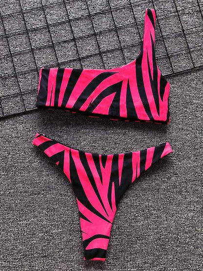 Bandeau One Shoulder Bikini Swimsuit