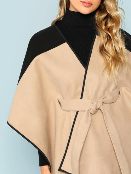 Split-joint Belted Woolen Batwing Outwear