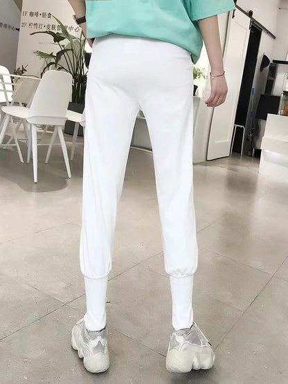 Loose Empire Ankle-tied Solid Sports Pants