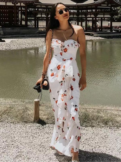 Vacation Strapless Printed Maxi Dress