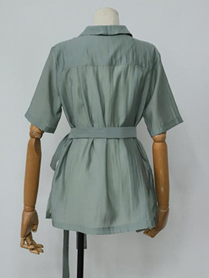 Literary Lace-up Slim Shirt