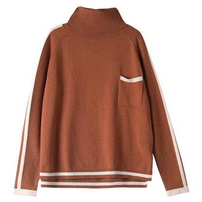 Buykud Striped Single Pocket Casual Comfortable Sweater