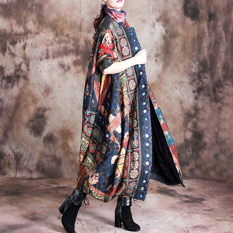 Buykud Casual Beautiful Printed Irregular Stitching Coat