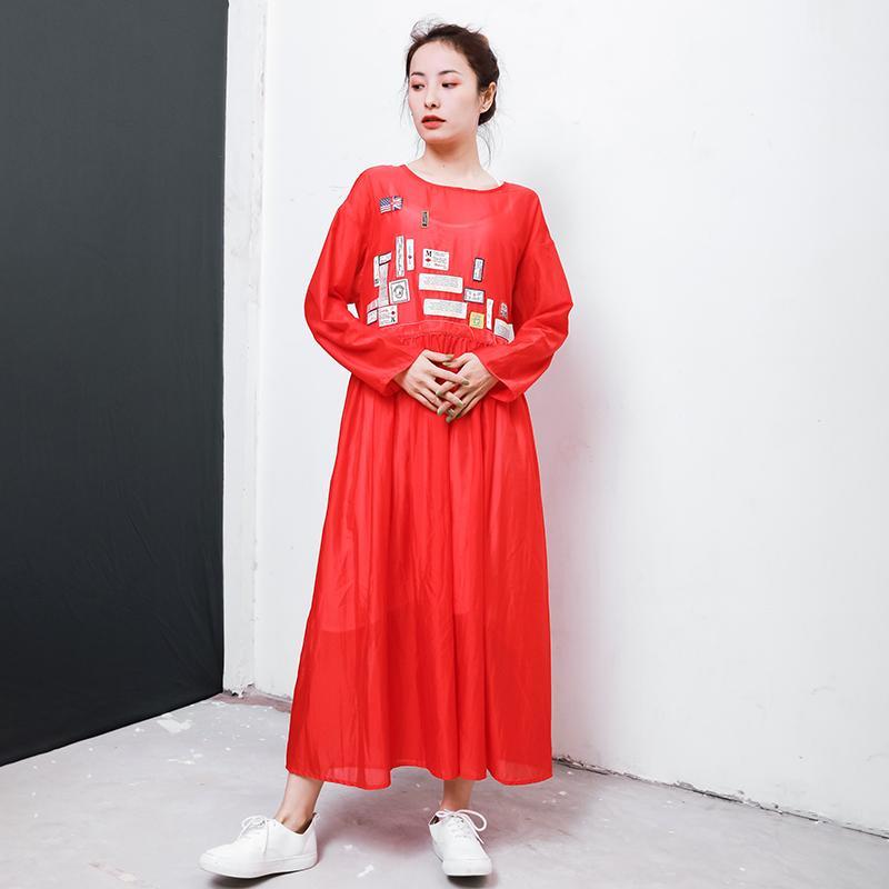 Appliques Fahion Casual Dress With Lining