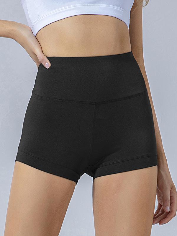 Solid Color Wrap High-Waisted Sports Shorts