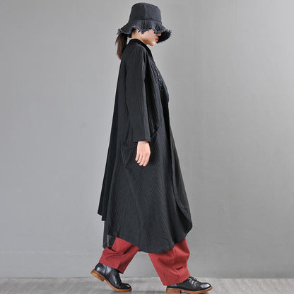 Solid Color Irregular Stitching Casual Loose Coat