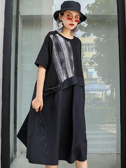 Loose Oversize Split-joint  Short Sleeves Dress