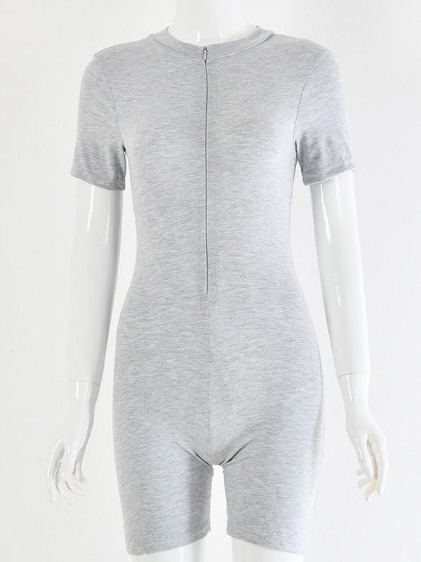 Sexy Wrap Solid Zipper Rompers