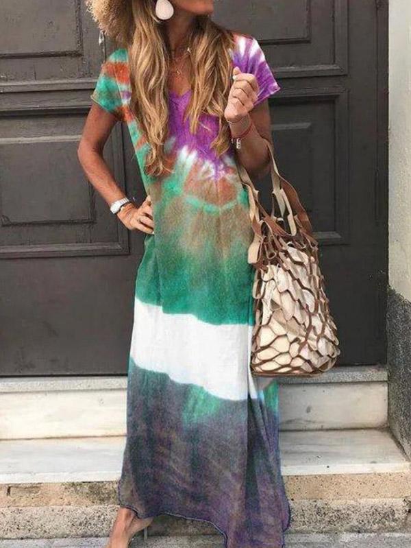 Printed V-neck Maxi Dress