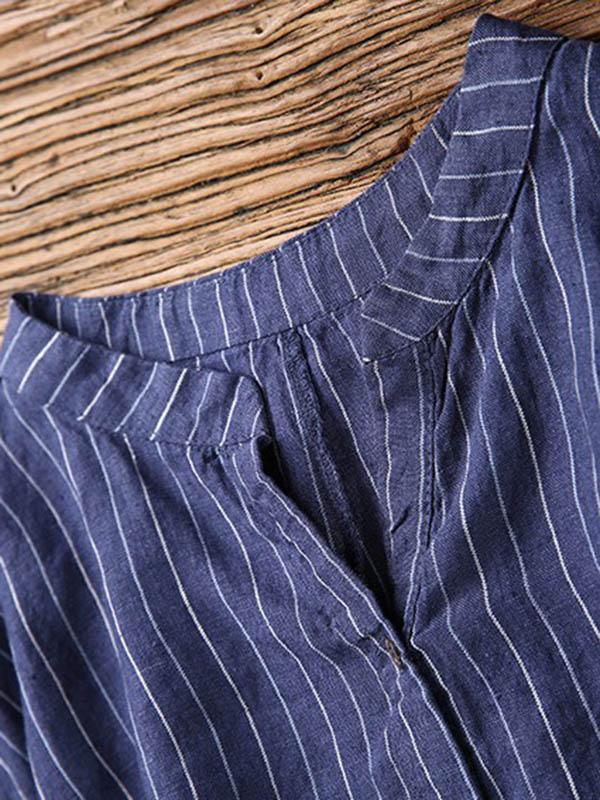 Loose Striped T-shirt + Solid Casual Pants Suits